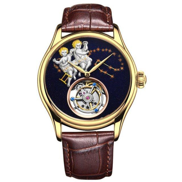 Luxury Men's Leather Sapphire Skeleton Real Tourbillon Mechanical Watch - SolaceConnect.com