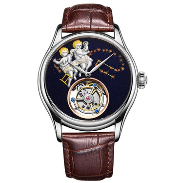 Luxury Men's Leather Sapphire Skeleton Real Tourbillon Mechanical Watch  -  GeraldBlack.com