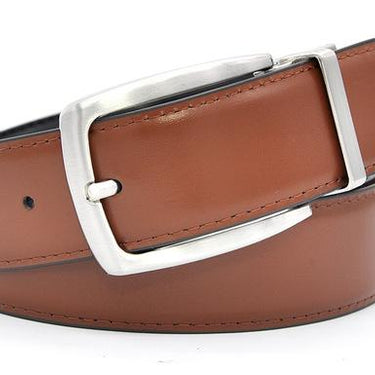 Luxury Men's Real Leather 35mm Reversible Buckle Belt Black Brown Colors - SolaceConnect.com