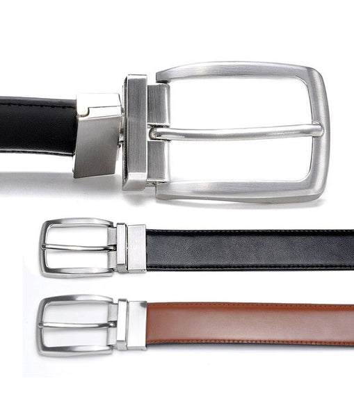 Luxury Men's Real Leather 35mm Reversible Buckle Belt Black Brown Colors  -  GeraldBlack.com