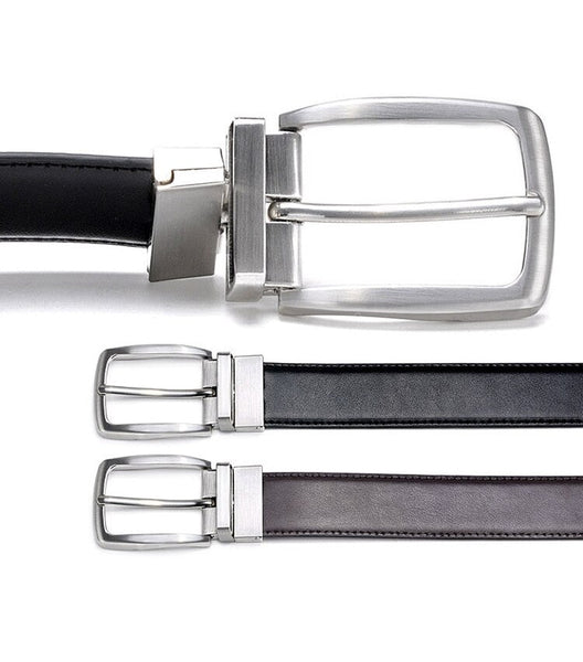 Luxury Men's Real Leather 35mm Reversible Buckle Belt Black Brown Colors  -  GeraldBlack.com