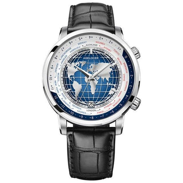 Luxury Men's Sapphire Dual Time Worldtime Automatic Mechanical Watch - SolaceConnect.com