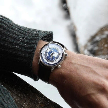 Luxury Men's Sapphire Dual Time Worldtime Automatic Mechanical Watch  -  GeraldBlack.com