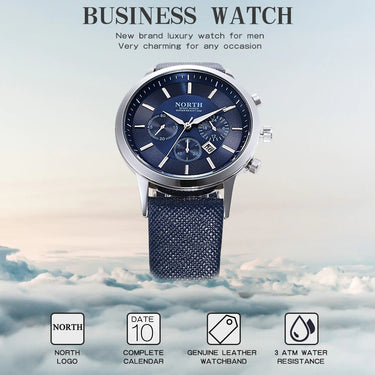 Luxury Men's Waterproof Genuine Leather Casual & Business Style Wristwatch  -  GeraldBlack.com