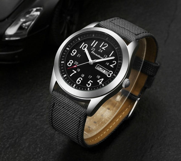 Luxury Military Quartz Analog Sports Watch with Leather Canvas Strap  -  GeraldBlack.com