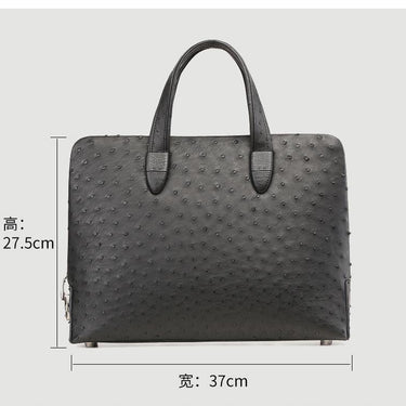 Luxury Ostrich Leather Men Briefcase Business Office Handbag Large Capacity Password Lock Computer Bag 45  -  GeraldBlack.com