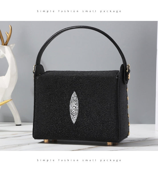 Luxury Pearl Fish Skin Women Fashion Box Luxury Shoulder Messenger Small Square Handbag 50  -  GeraldBlack.com