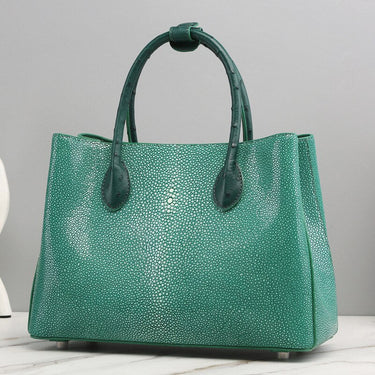 Luxury Pearl Fish Skin Women's Real Leather Large Capacity Bucket Fashion Shoulder Messenger Handbag 50  -  GeraldBlack.com