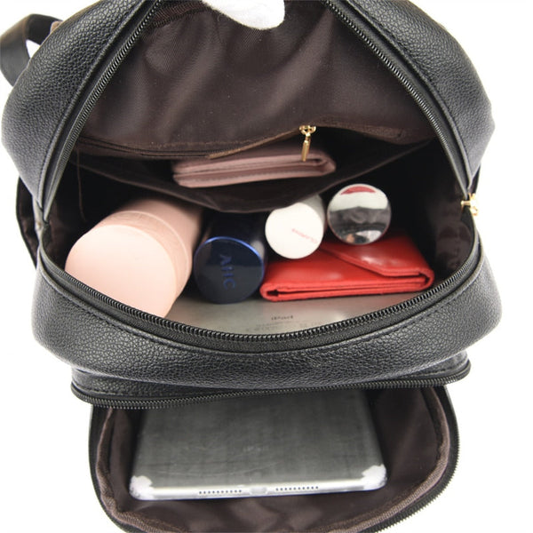 Luxury PU Leather Shopper Backpack Purse for Women School BookBag Shoulder Crossbody Ruck Sack Sac A  -  GeraldBlack.com
