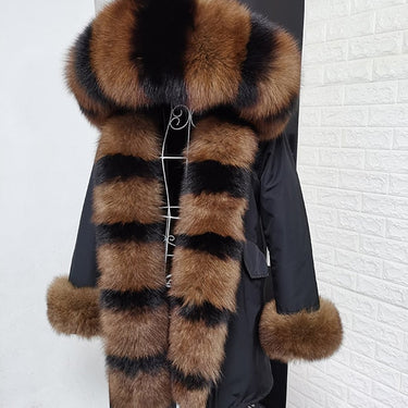 Luxury Real Fox Fur Collar Parkas Winter Jacket Women Female Clothing Coat with Fur Cuffs Thick  -  GeraldBlack.com