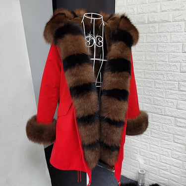 Luxury Real Fox Fur Collar Parkas Winter Jacket Women Female Clothing Coat with Fur Cuffs Thick Overcoat  -  GeraldBlack.com