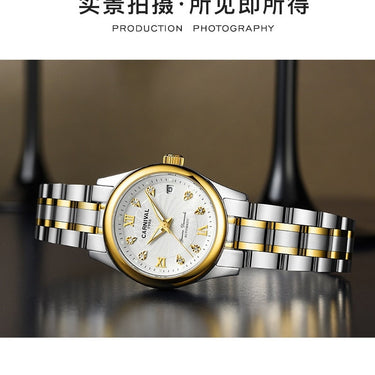 Luxury Rhinestone Steel Band Mechanical Watch with Automatic Date for Women  -  GeraldBlack.com