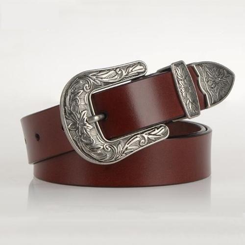 Luxury Solid Fashion Belts with Light Gray Metal Buckle for Women - SolaceConnect.com