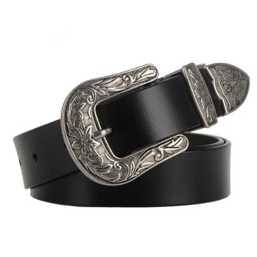 Luxury Solid Fashion Belts with Light Gray Metal Buckle for Women  -  GeraldBlack.com