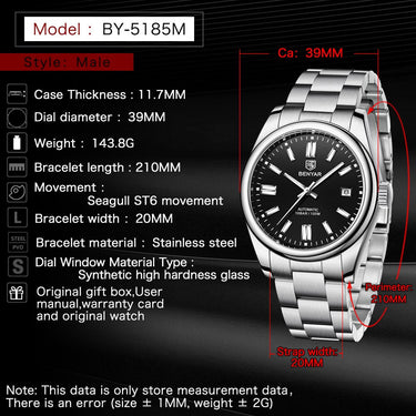 Luxury Stainless Steel Automatic Waterproof Mechanical Wristwatches for Men  -  GeraldBlack.com