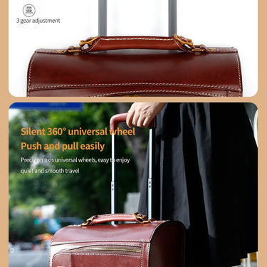 Luxury Suitcases and Travel Bags Luggage Women Men Genuine Leather Business 20 Suitcase Wheels  -  GeraldBlack.com