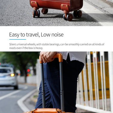 Luxury Suitcases and Travel Bags Luggage Women Men Genuine Leather Business 20 Suitcase Wheels  -  GeraldBlack.com