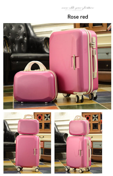 Luxury Unisex pure color 2PCS SET trolley suitcase travel bag valise spinner carry on rolling  -  GeraldBlack.com
