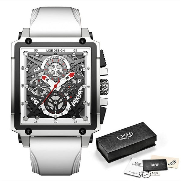 Luxury Waterproof Quartz Square Wrist Watches for Men Date Sports Silicone Clock Montre Homme  -  GeraldBlack.com