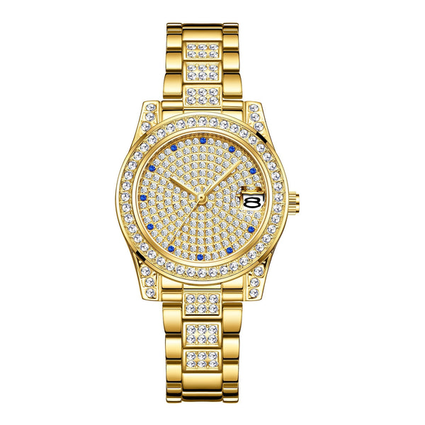 Luxury Women's Crystal Diamonds Decor Stainless Steel Dress Wristwatch  -  GeraldBlack.com