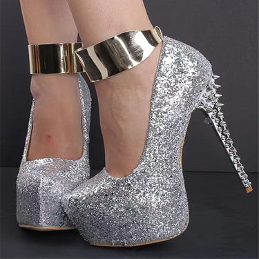Luxury Women's Glitter Sexy Party Banquet Pumps Metal Decor Rivet High Heels Pointed Toe Zapatos Stiletto  Shoes  -  GeraldBlack.com