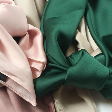 Luxury Women's Soft Silk Bandana Solid Color Square Pashmina Scarves - SolaceConnect.com