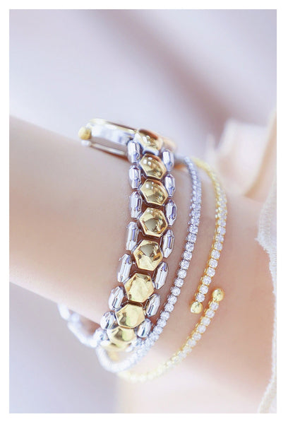 Luxury Women's Stainless Silver Small Dial Waterproof Bracelet Wristwatch  -  GeraldBlack.com