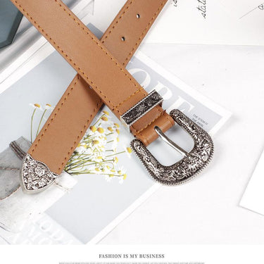 Luxury Women's Western Cowgirl Metal Buckle Leather Waist Belt Waistband - SolaceConnect.com