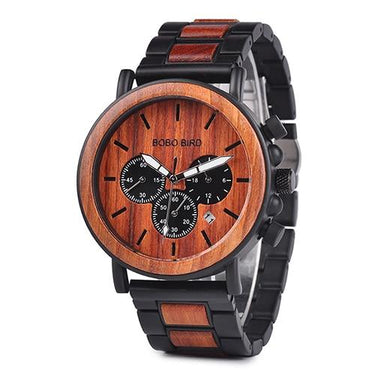 Luxury Wooden Men's Stylish Chronograph Military Quartz Watch - SolaceConnect.com