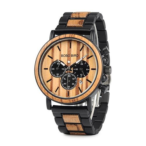 Luxury Wooden Men's Stylish Chronograph Military Quartz Watch - SolaceConnect.com