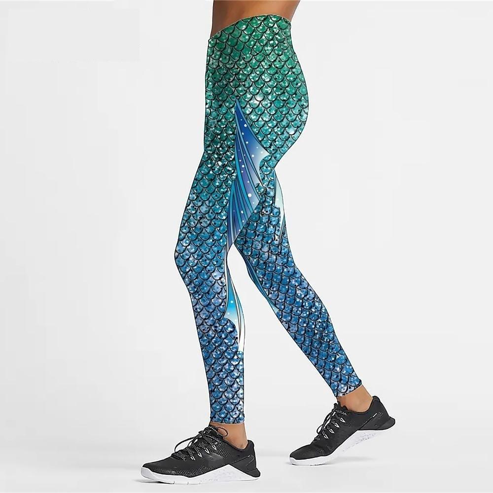 Magic Mermaid Fish Scale 3D Print Slim Fit Woman's Legging and Elastic Pant  -  GeraldBlack.com