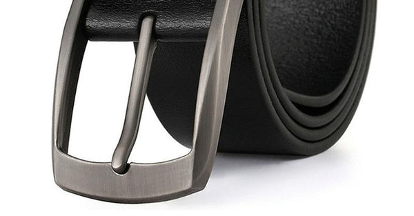 Male Anti-Scratch Alloy Wide Pin Buckle Metal Belt Cow Genuine Leather Belts for Men Adjustable - SolaceConnect.com