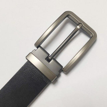 MD05 V Black Men's Grain 2nd Layer Both Sides Use Genuine Leather Belt Pin & Smooth Style Belts  -  GeraldBlack.com