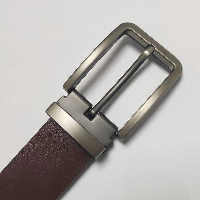 MD05 V Brown Men's Grain 2nd Layer Both Sides Use Genuine Leather Belt Pin & Smooth Style Belts - SolaceConnect.com