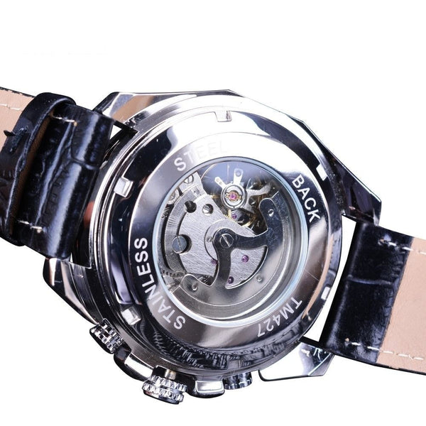 Mechanical Steampunk Military Self-Wind Leather Band Wristwatch for Men - SolaceConnect.com