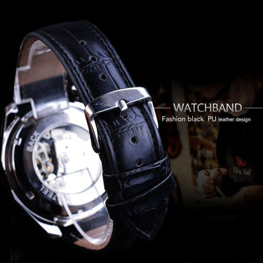 Mechanical Steampunk Military Self-Wind Leather Band Wristwatch for Men - SolaceConnect.com