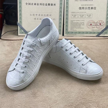 Men and Women Autumn Genuine Alligator Leather Lace-up Casual Shoes  -  GeraldBlack.com