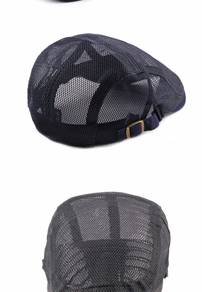 Men and Women Casual Adult Adjustable Ivy Flat Breathable Beret Mesh Cap - SolaceConnect.com