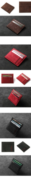 Men and Women Casual Genuine Leather Mini Card Holder Wallets  -  GeraldBlack.com