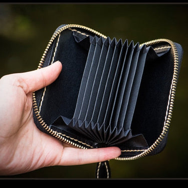 Men and Women Casual Genuine Leather Zipper Card Holder Mini Purse  -  GeraldBlack.com
