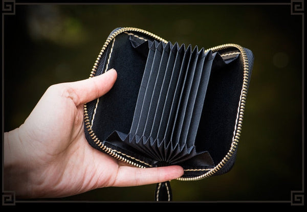 Men and Women Casual Genuine Leather Zipper Card Holder Mini Purse  -  GeraldBlack.com