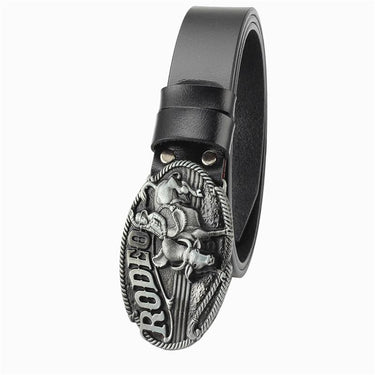 Men and Women Cowboy Rodeo Bull Rider Cowskin Leather Jeans Belt - SolaceConnect.com