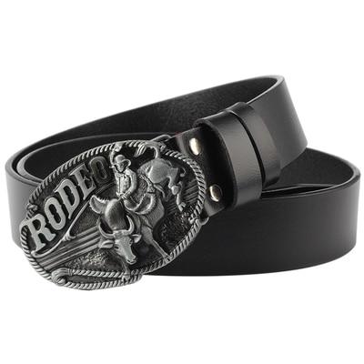 Men and Women Cowboy Rodeo Bull Rider Cowskin Leather Jeans Belt - SolaceConnect.com