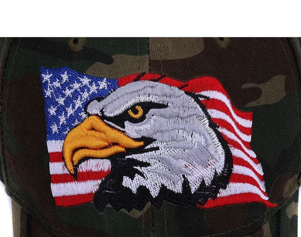 Men and Women Embroidery Eagle Camouflage USA Flag Baseball Caps - SolaceConnect.com