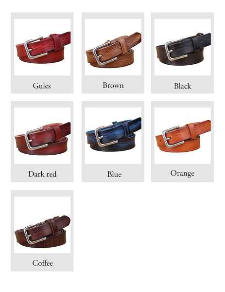 Men and Women Fashion Thin Genuine Leather Metal Pin Buckle Belts  -  GeraldBlack.com