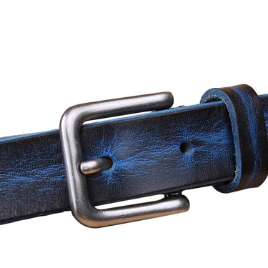Men and Women Fashion Thin Genuine Leather Metal Pin Buckle Belts  -  GeraldBlack.com