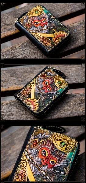 Men and Women Genuine Leather Card Holder The Monkey King Wallet  -  GeraldBlack.com