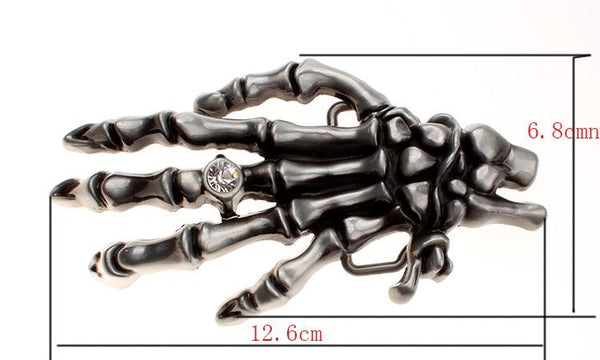 Men and Women Genuine Leather Metal Skull Gripper Buckle Belt - SolaceConnect.com