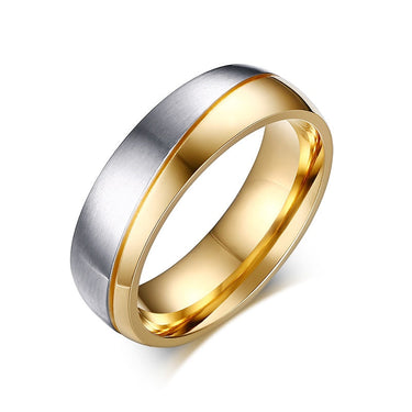 Men and Women Gold Color Round Stainless Steel Wedding Promise Rings  -  GeraldBlack.com
