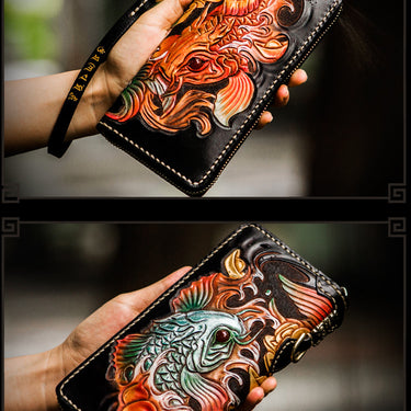 Men and Women Handmade Vegetable Tanned Leather Long Clutch Wallets  -  GeraldBlack.com